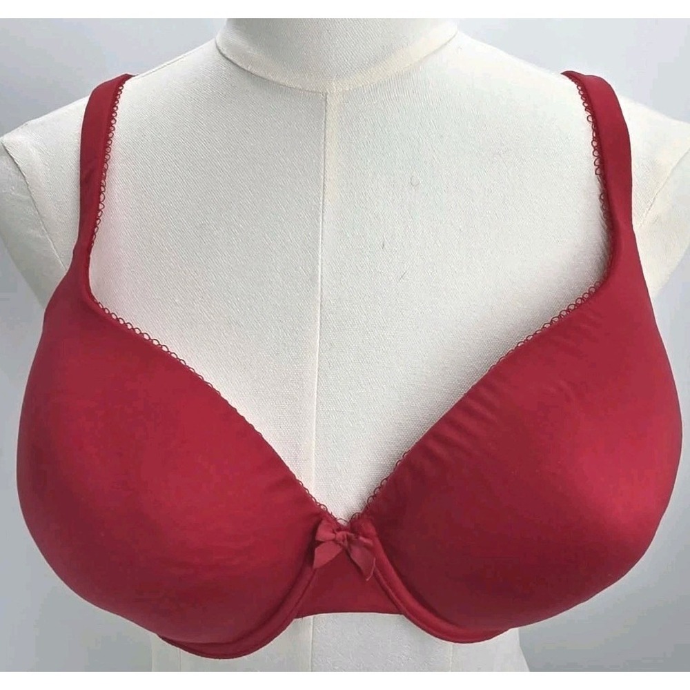 Victoria Secret Red Galloon Lace Bow Plunge Body By Victoria Lined Perfect 36DD
